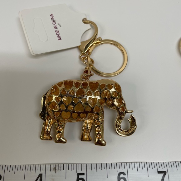 Gold and Pink Elephant Bag Charm - Picture 2 of 2